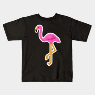 Pink Flamingo Felt Look with Stitching | Cherie's Art(c)2020 Kids T-Shirt